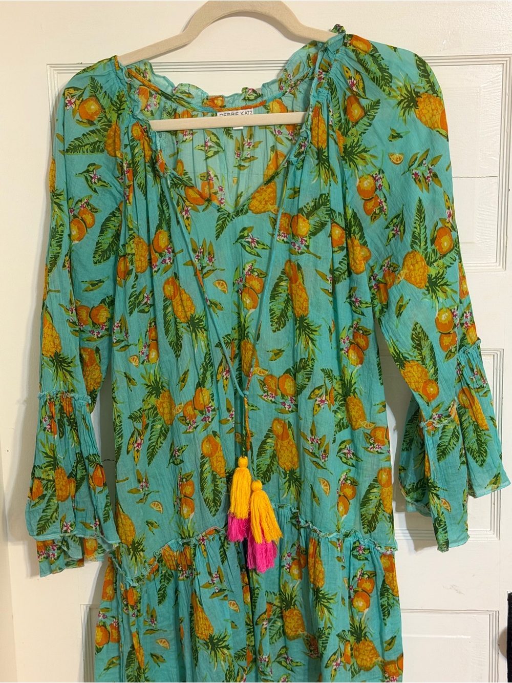 Debbie Katz Aqua Floral Citrus Mini Dress - Picture 10 of 10